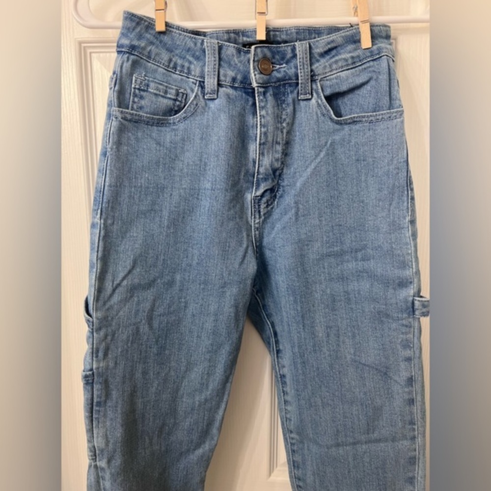 Blue Ankle Jeans with Fringe Bottoms